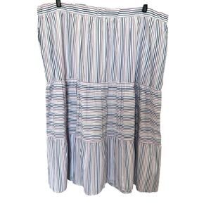 Lane Bryant Skirt Size 26 28 Striped White Blue Purple 100% Cotton Lined NWT